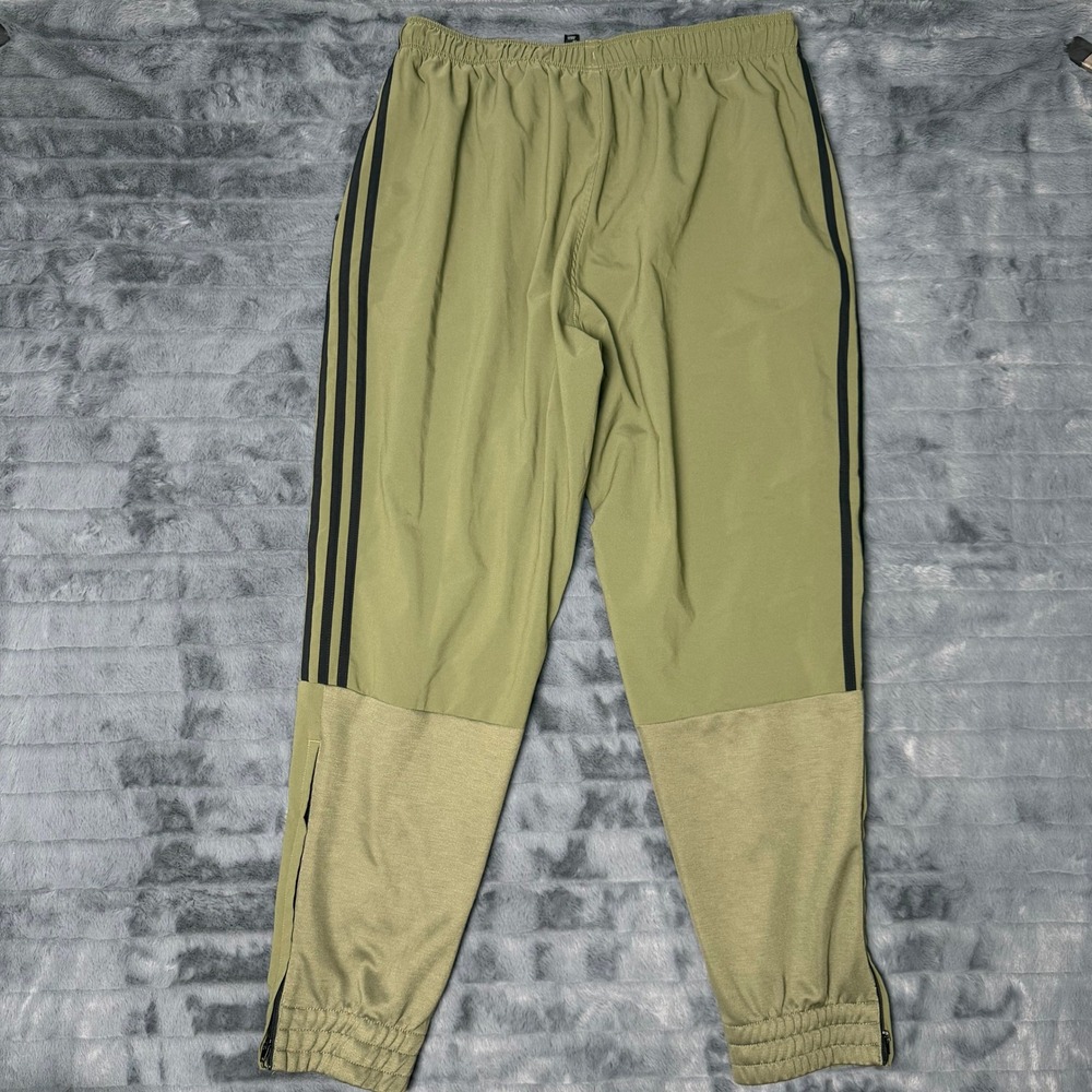 Adidas Jogger Pants Mens 2XL Olive Green 3-Stripe Mesh Lined Athlete Track Pants - Picture 8 of 9